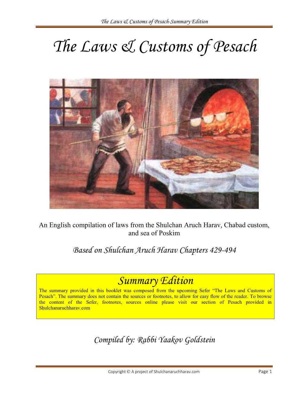 The Laws & Customs of Pesach