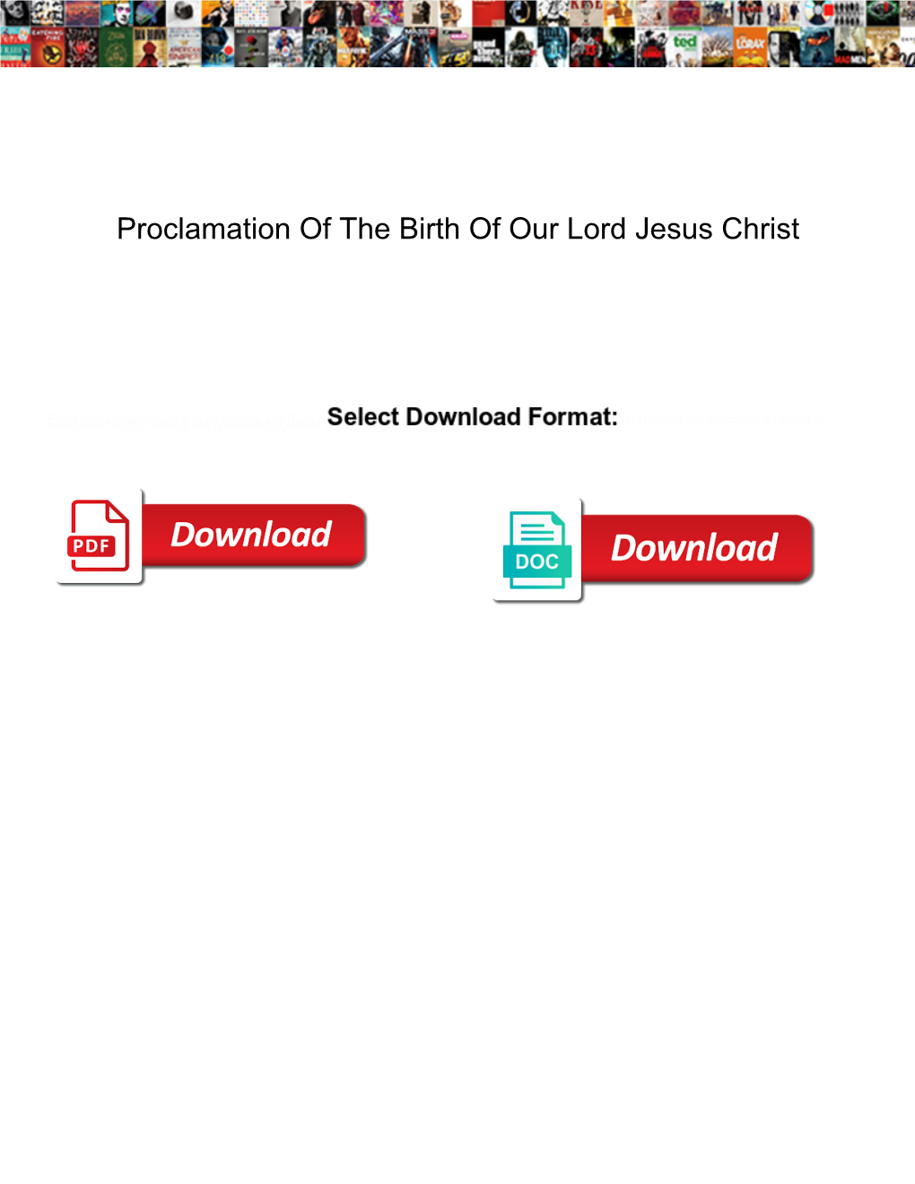 Proclamation of the Birth of Our Lord Jesus Christ