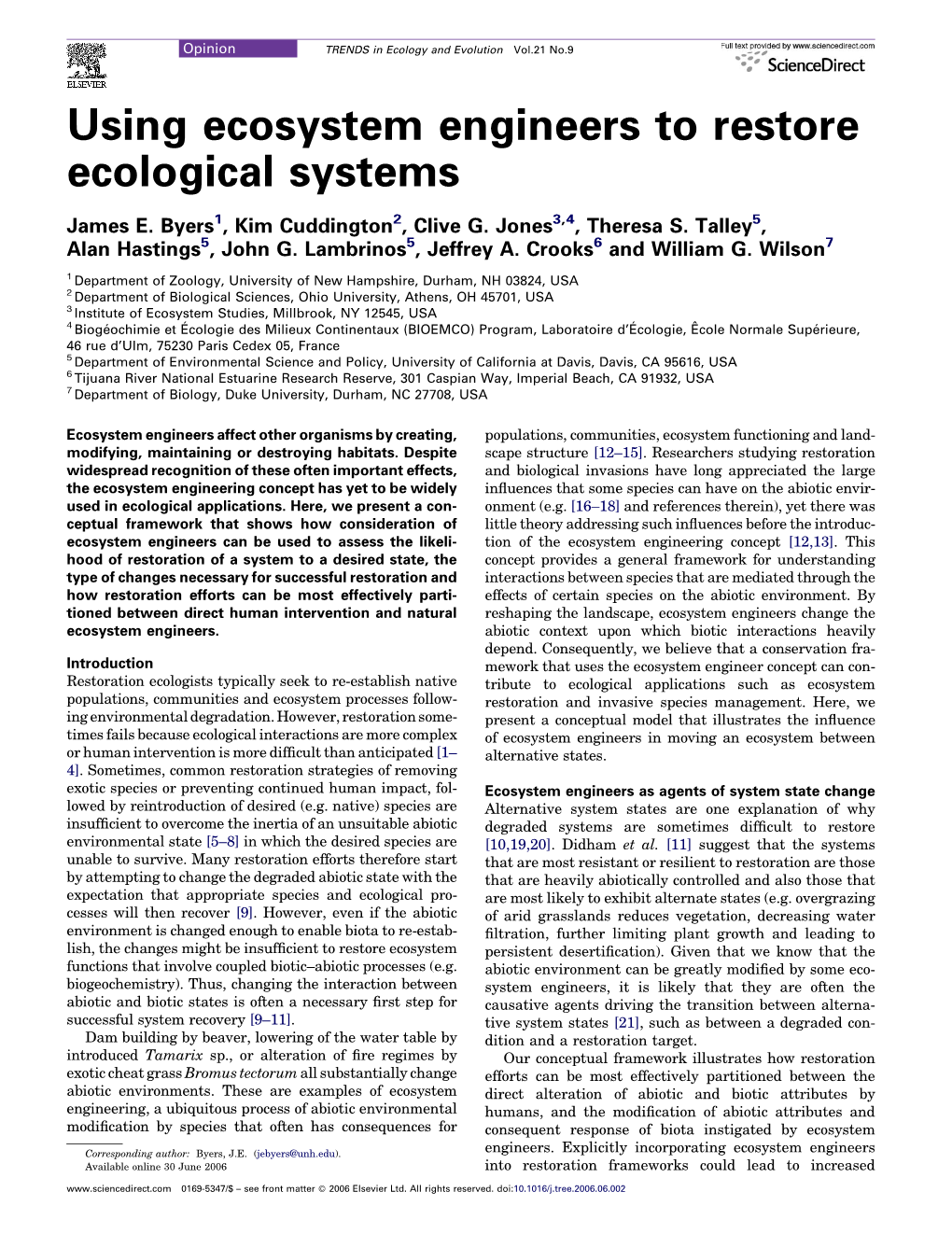 Using Ecosystem Engineers to Restore Ecological Systems