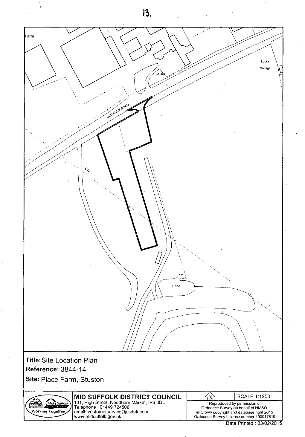 3844-14 Site: Place Farm, Stuston MID SUFFOLK DISTRICT COUNCIL