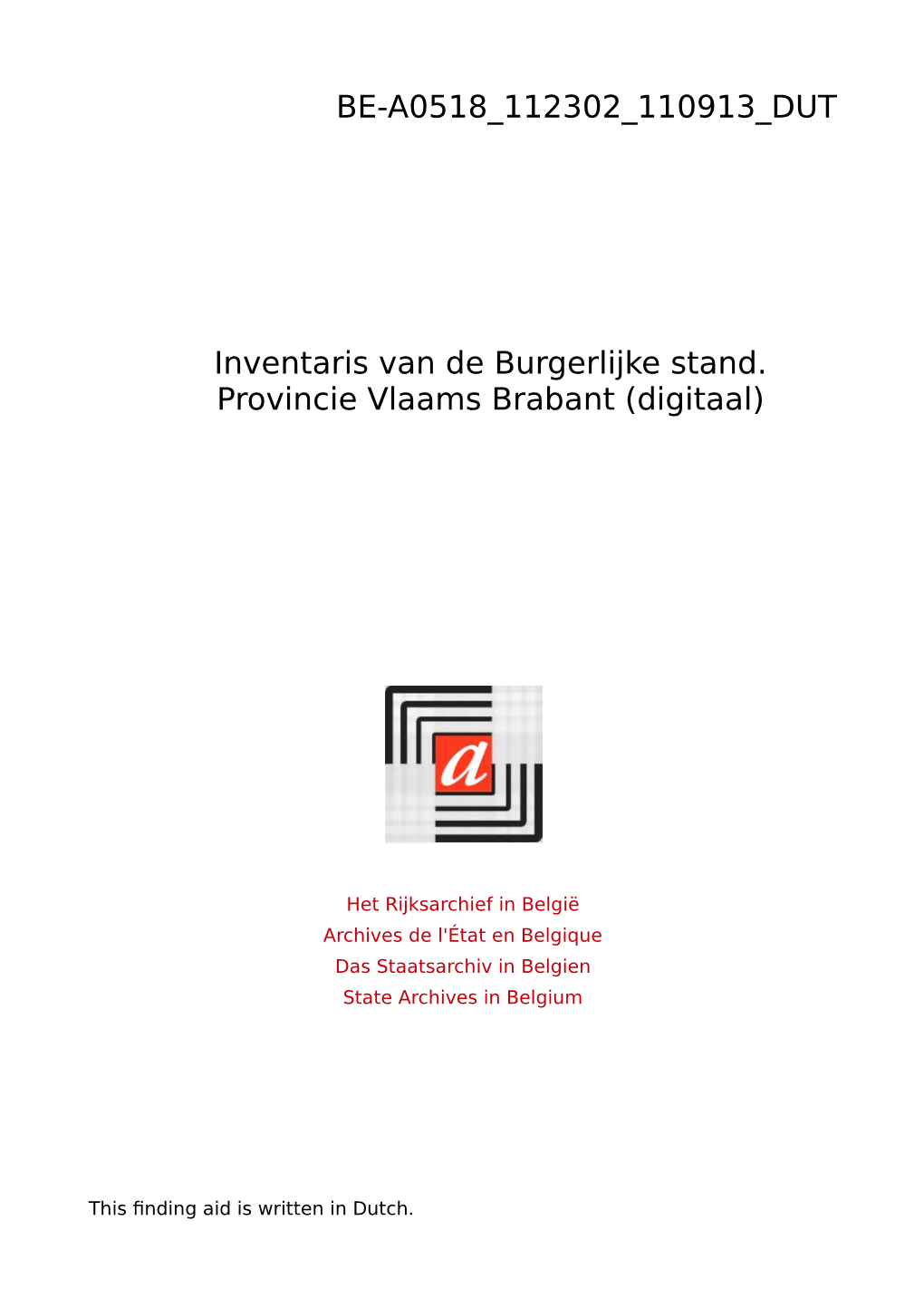 Burgerlijke Stand. Provincie Vlaams Brabant (Digitaal)