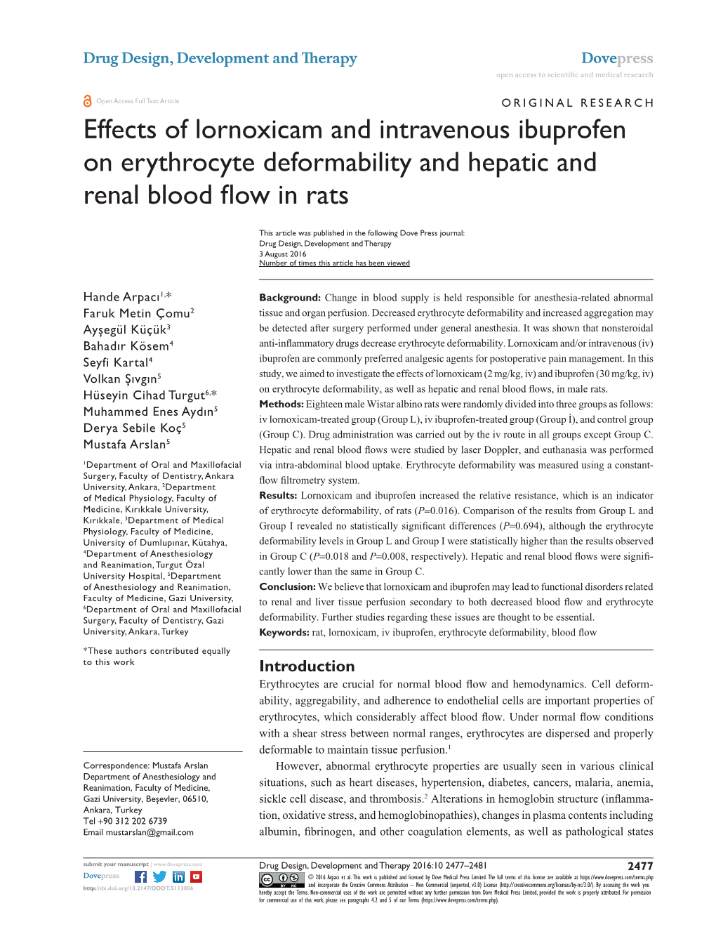 Effects of Lornoxicam and Intravenous Ibuprofen on Erythrocyte Deformability and Hepatic and Renal Blood Flow in Rats