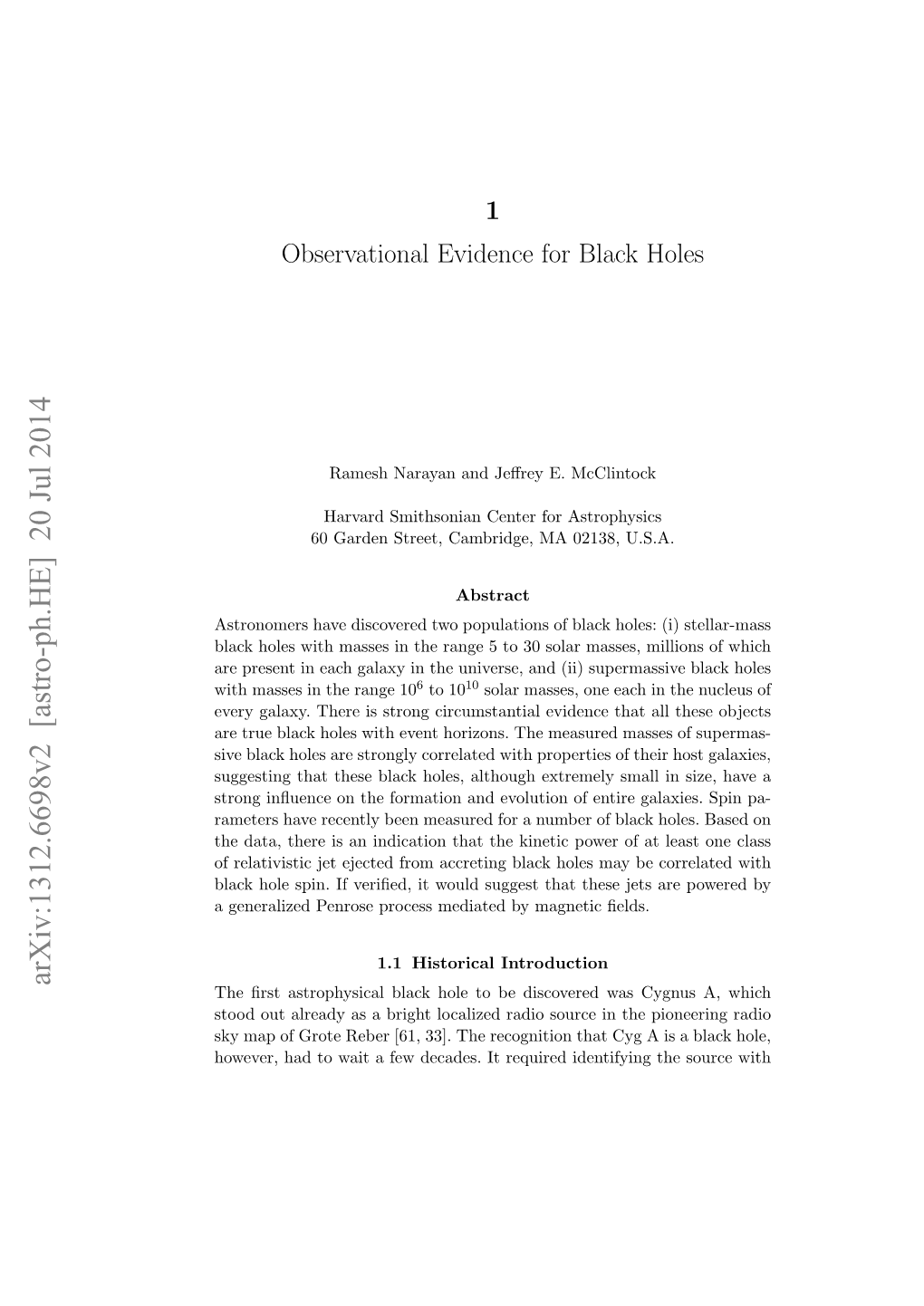 1 Observational Evidence for Black Holes