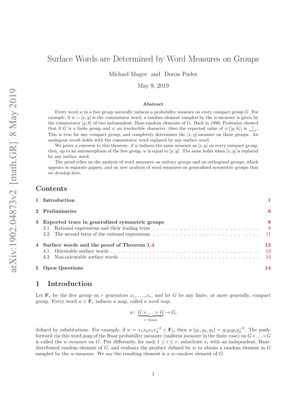 Surface Words Are Determined by Word Measures on Groups