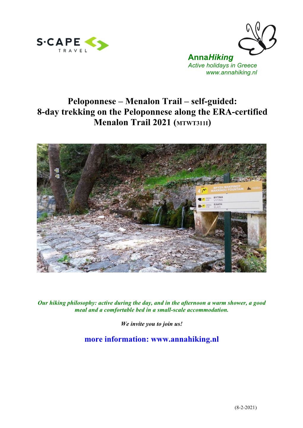 Peloponnese – Menalon Trail – Self-Guided: 8-Day Trekking on the Peloponnese Along the ERA-Certified Menalon Trail 2021 (MTWT311I)