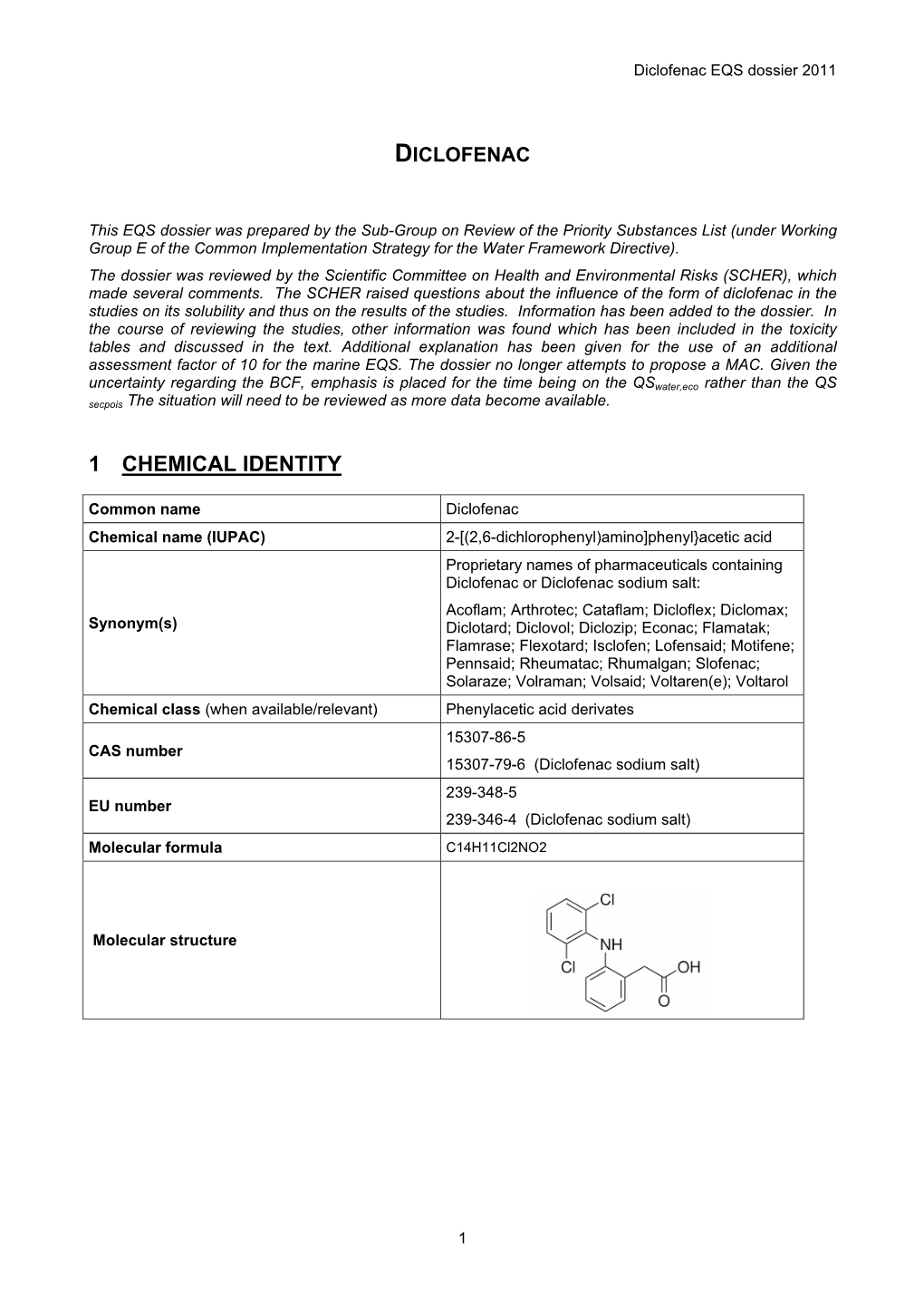 Diclofenac EQS Dossier 2011