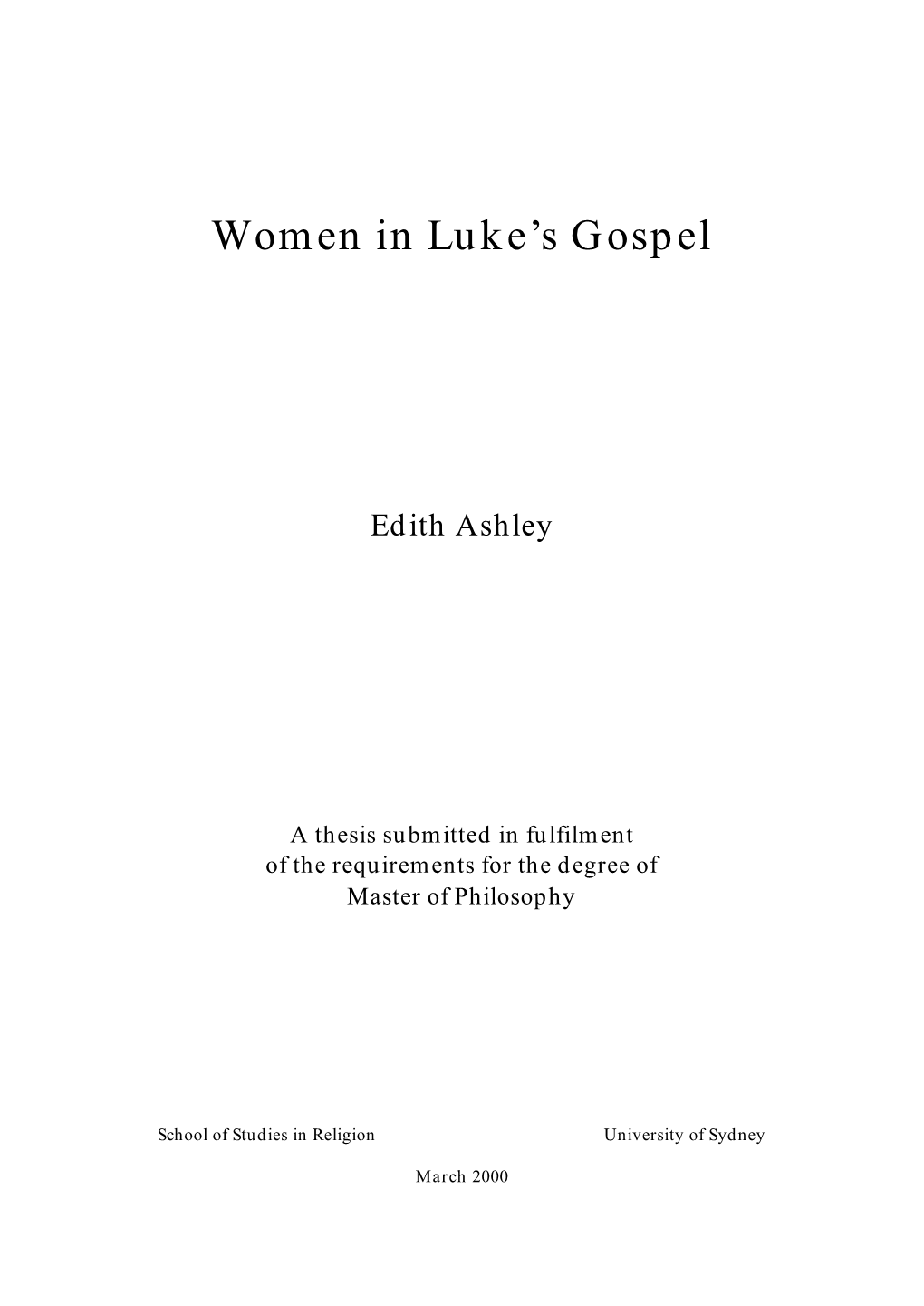 Women in Luke's Gospel