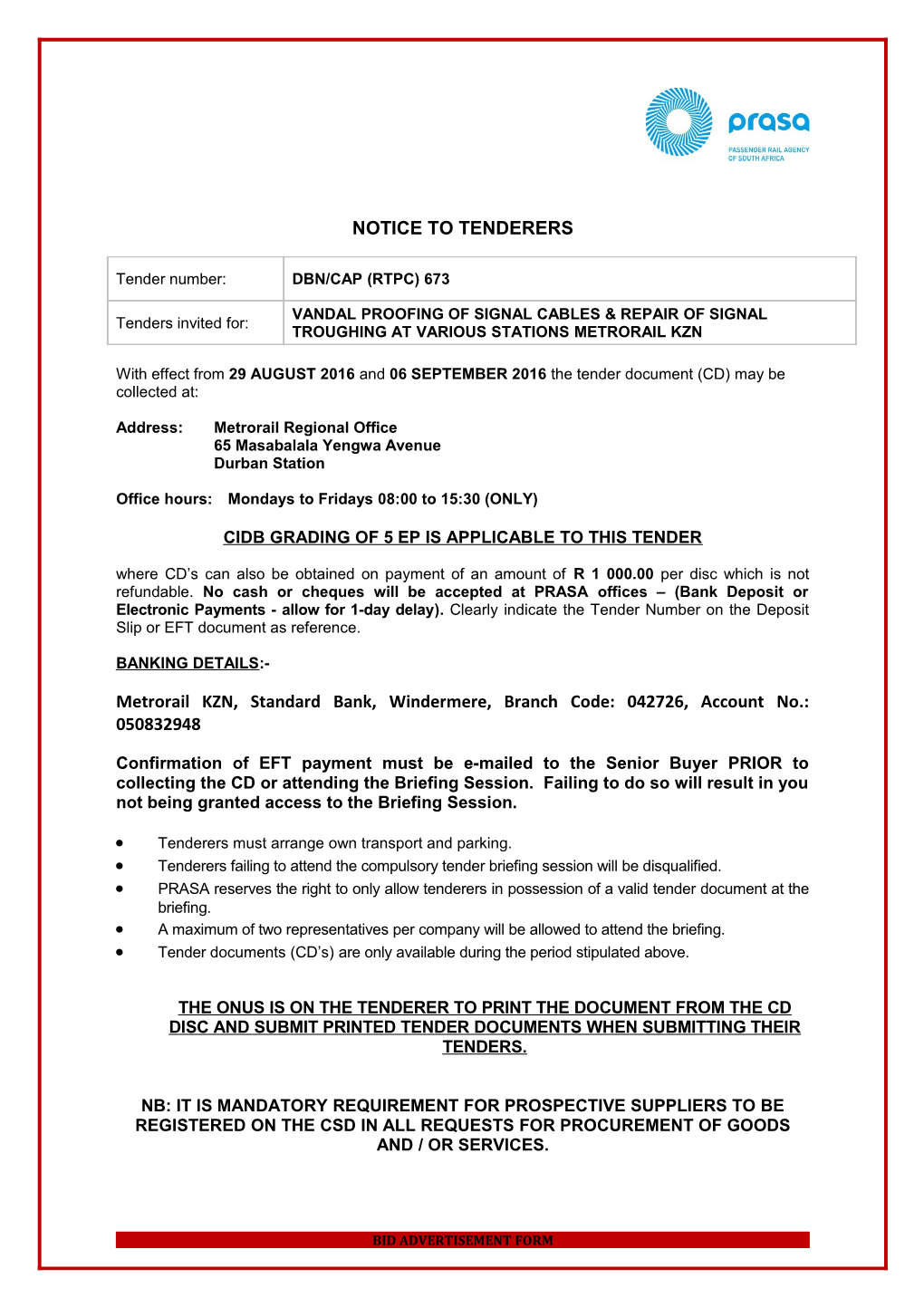 Notice to Tenderers s1