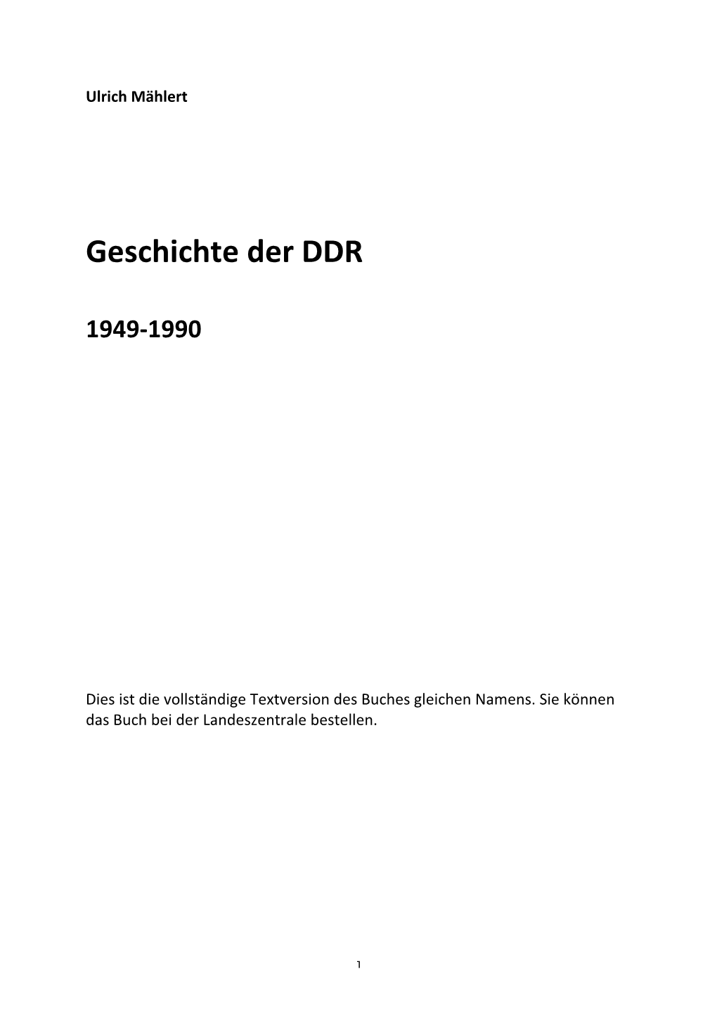 Geschichte Der DDR