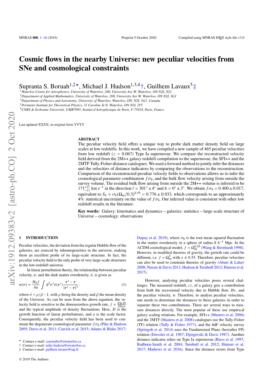 Arxiv:1912.09383V2 [Astro-Ph.CO] 2 Oct 2020 V(R) = D R 훿(R )