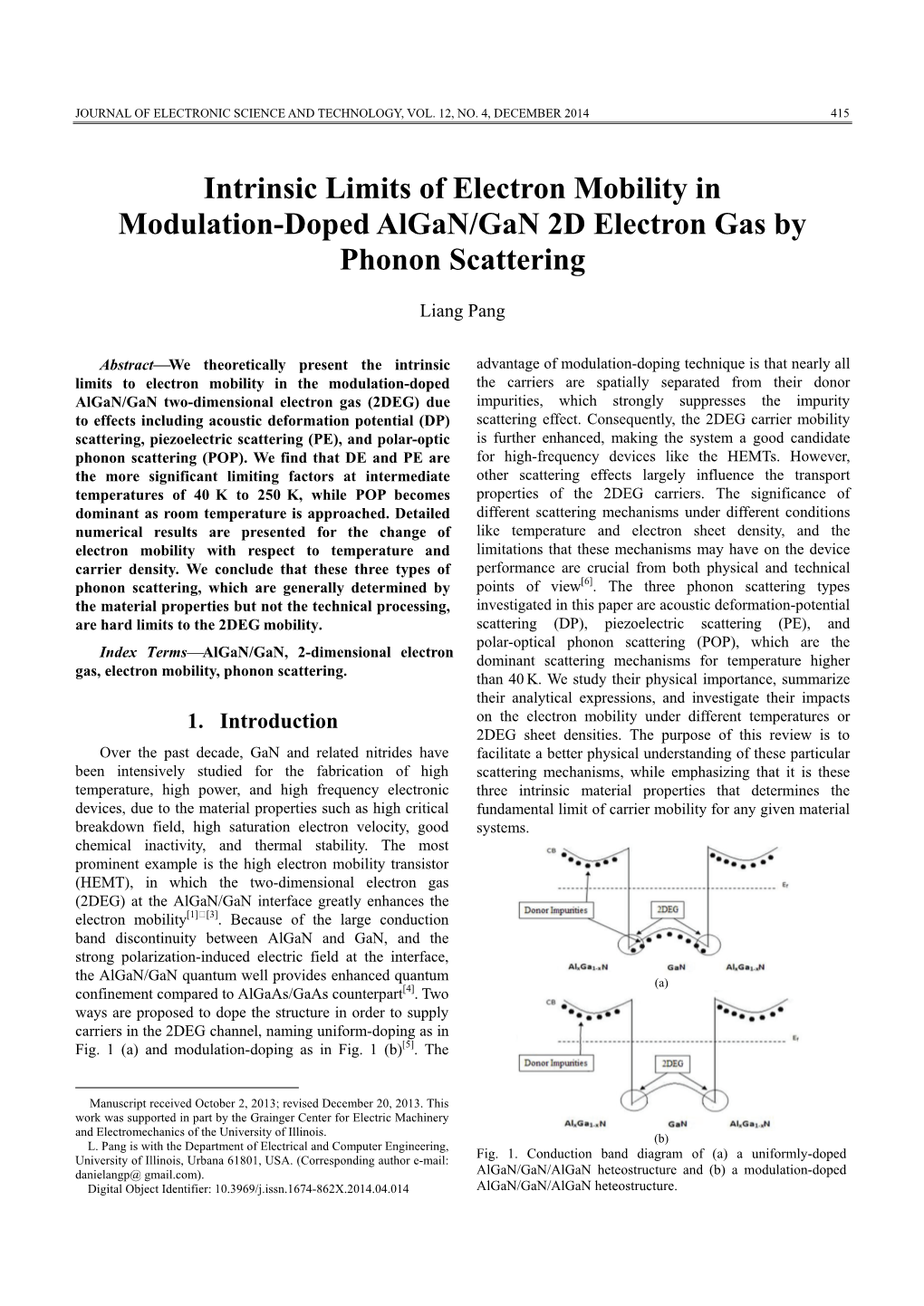 Intrinsic Limits of Electron Mobility in Modulation-Doped Algan/Gan 2D Electron Gas by Phonon Scattering