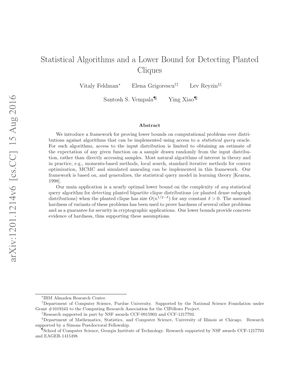 Statistical Algorithms and a Lower Bound for Detecting Planted Cliques