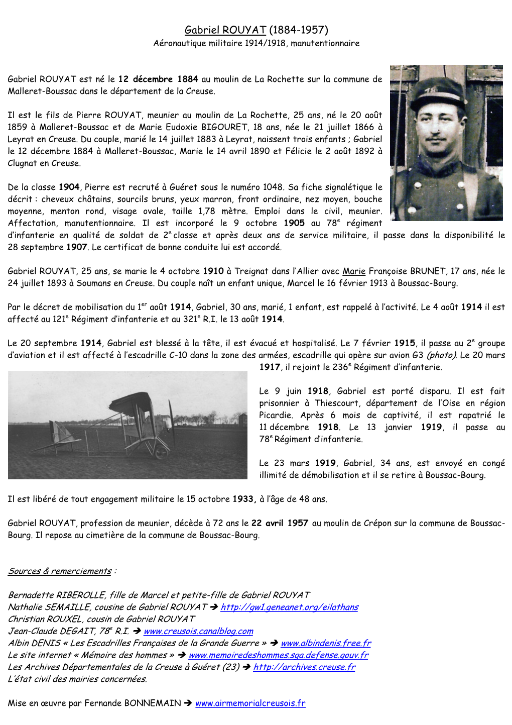 ROUYAT (1884-1957) Aéronautique Militaire 1914/1918, Manutentionnaire