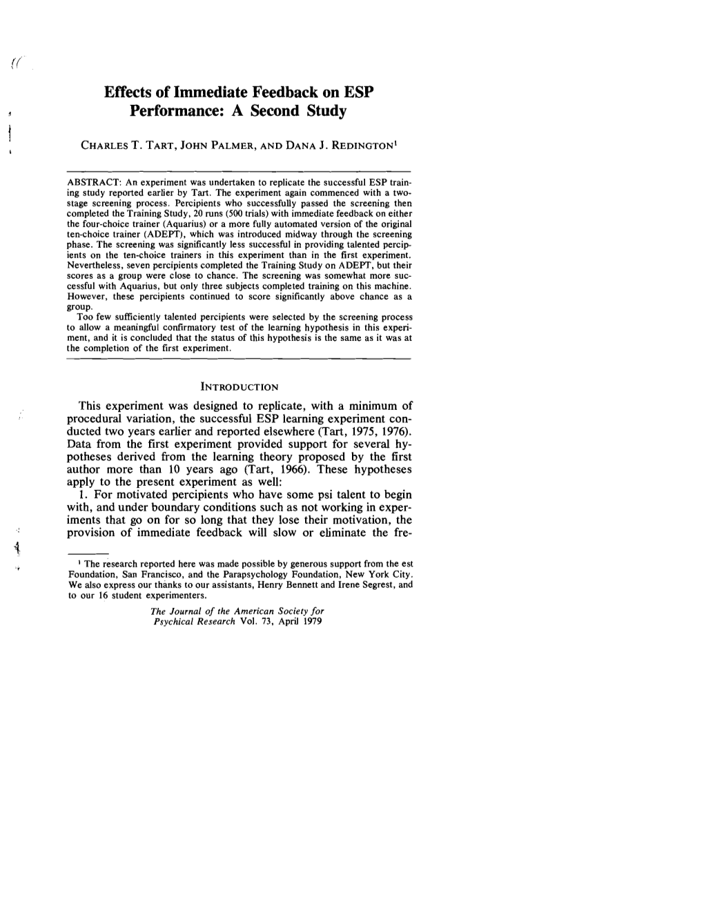 Effects of Immediate Feedback on ESP Performance: a Second Study