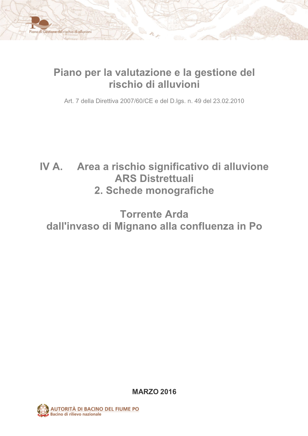 IV A. Area a Rischio Significativo Di Alluvione ARS Distrettuali 2