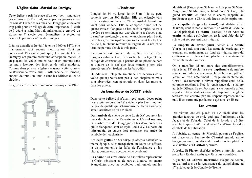 L'église Saint-Martial De Demigny Cette Église a Pris La Place D'un Tout