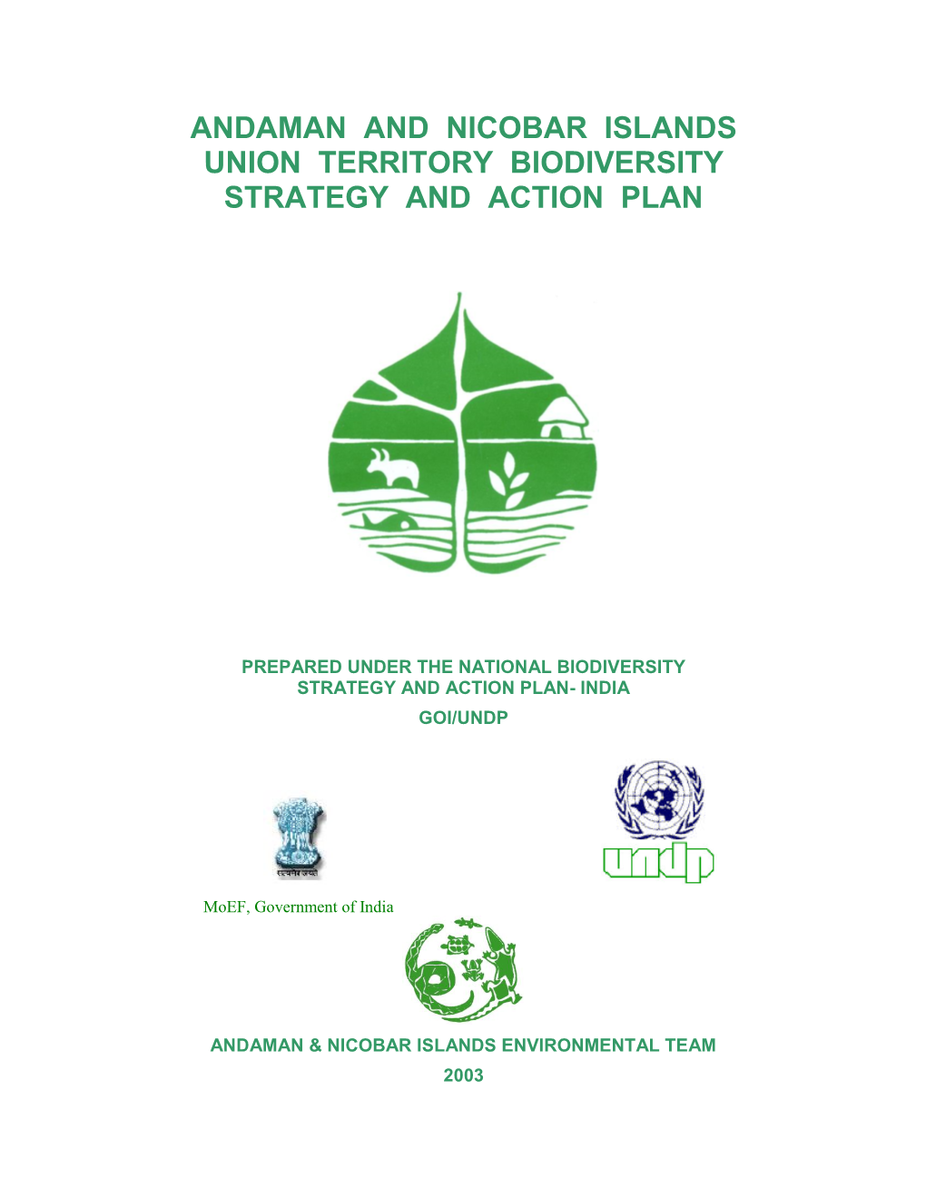 Andaman and Nicobar Islands Union Territory Biodiversity Strategy and Action Plan