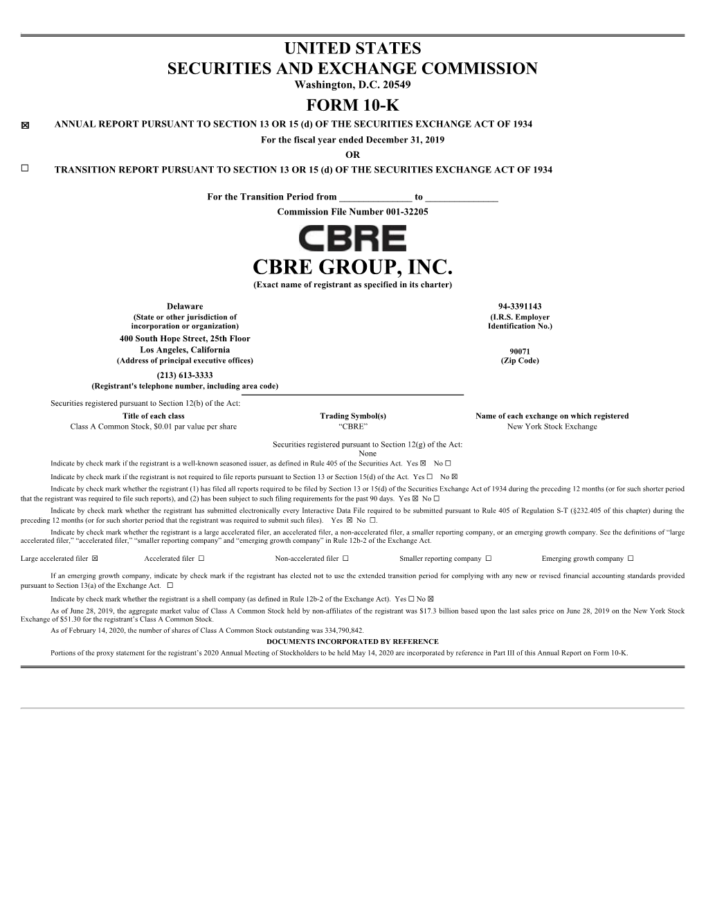 CBRE GROUP, INC. (Exact Name of Registrant As Specified in Its Charter)