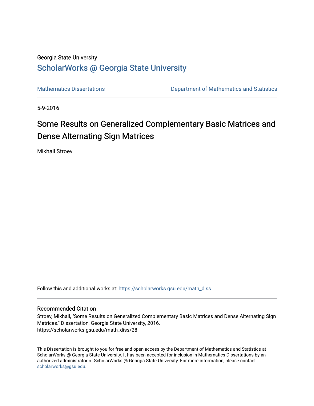 Some Results on Generalized Complementary Basic Matrices and Dense Alternating Sign Matrices