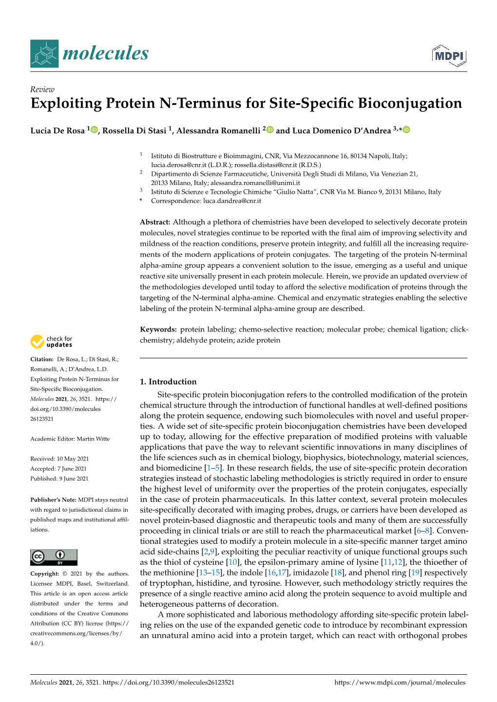 Exploiting Protein N-Terminus for Site-Specific Bioconjugation