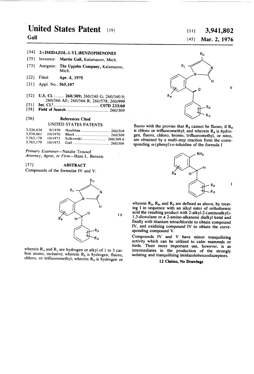 United States Patent (19) 3,941,802 Gall