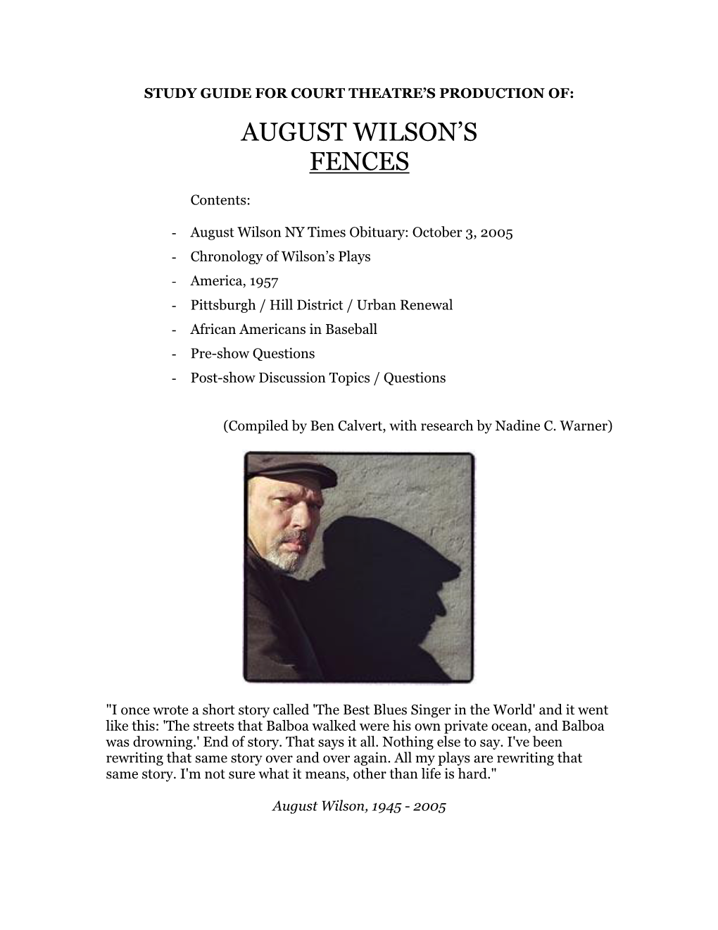 August Wilson's Fences