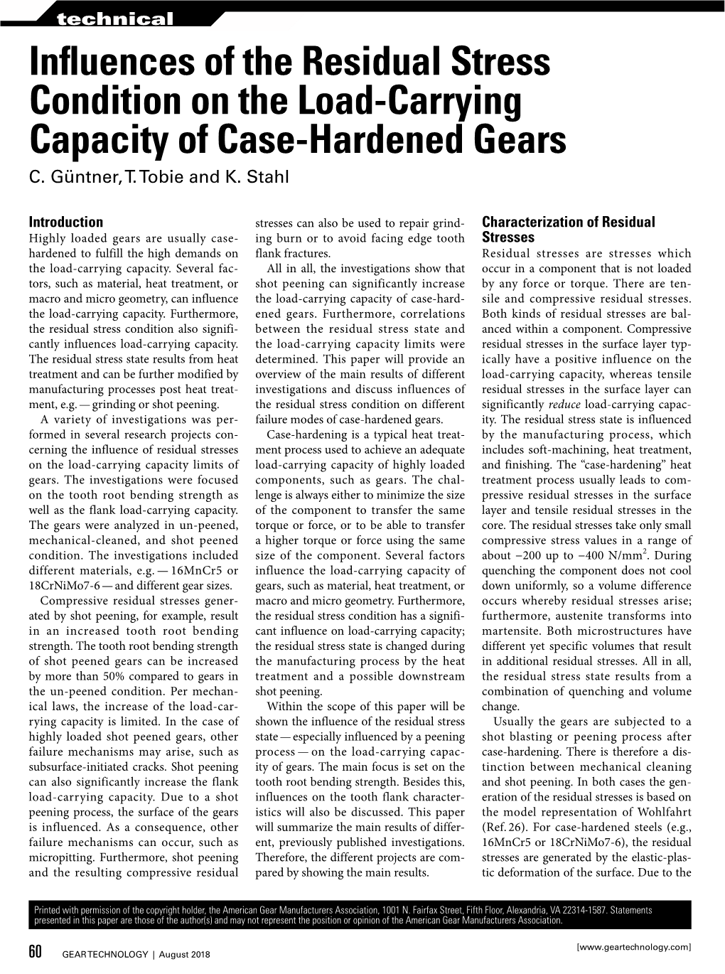 Influences of the Residual Stress Condition on the Load-Carrying Capacity of Case-Hardened Gears C