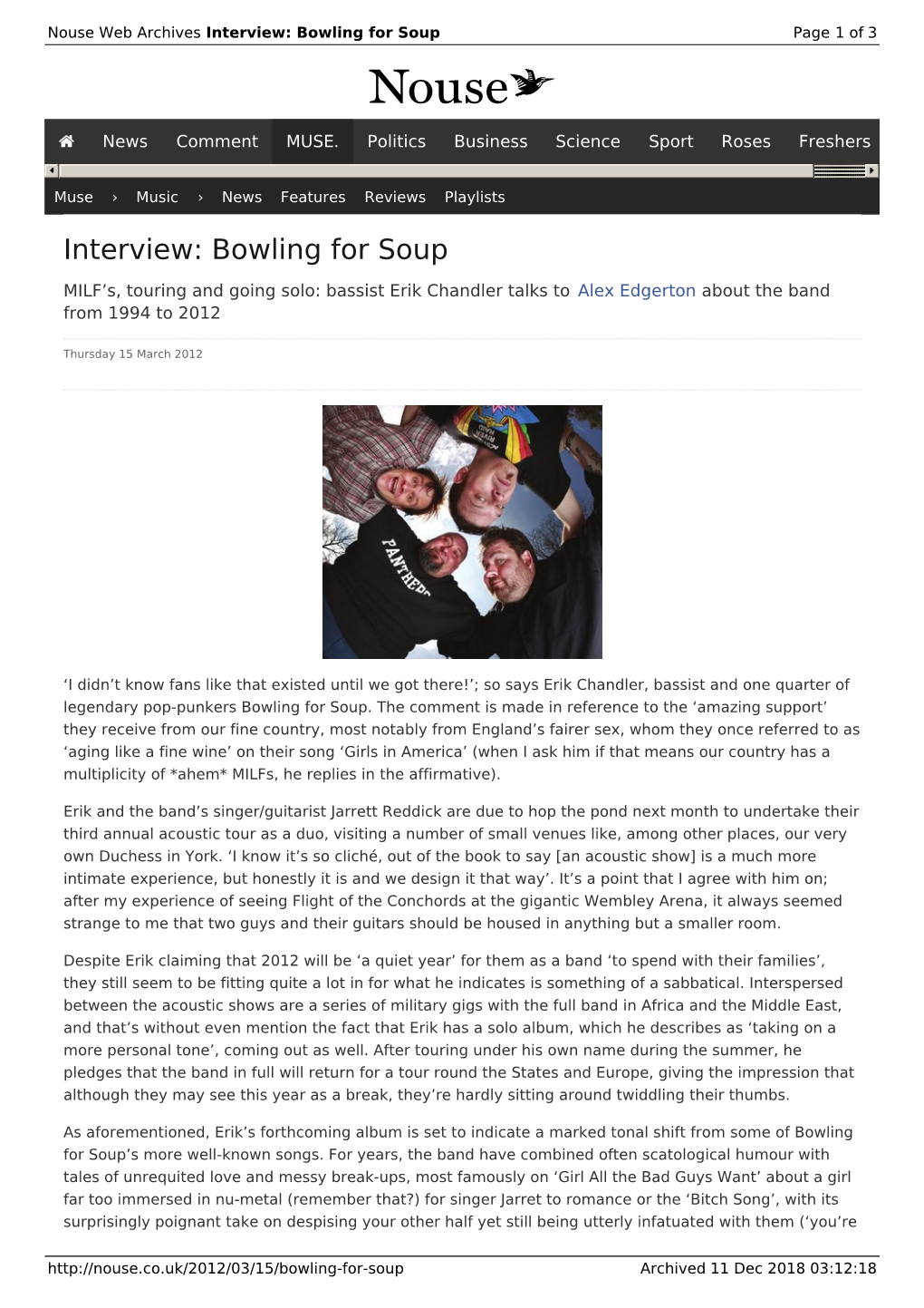 Interview: Bowling for Soup | Nouse