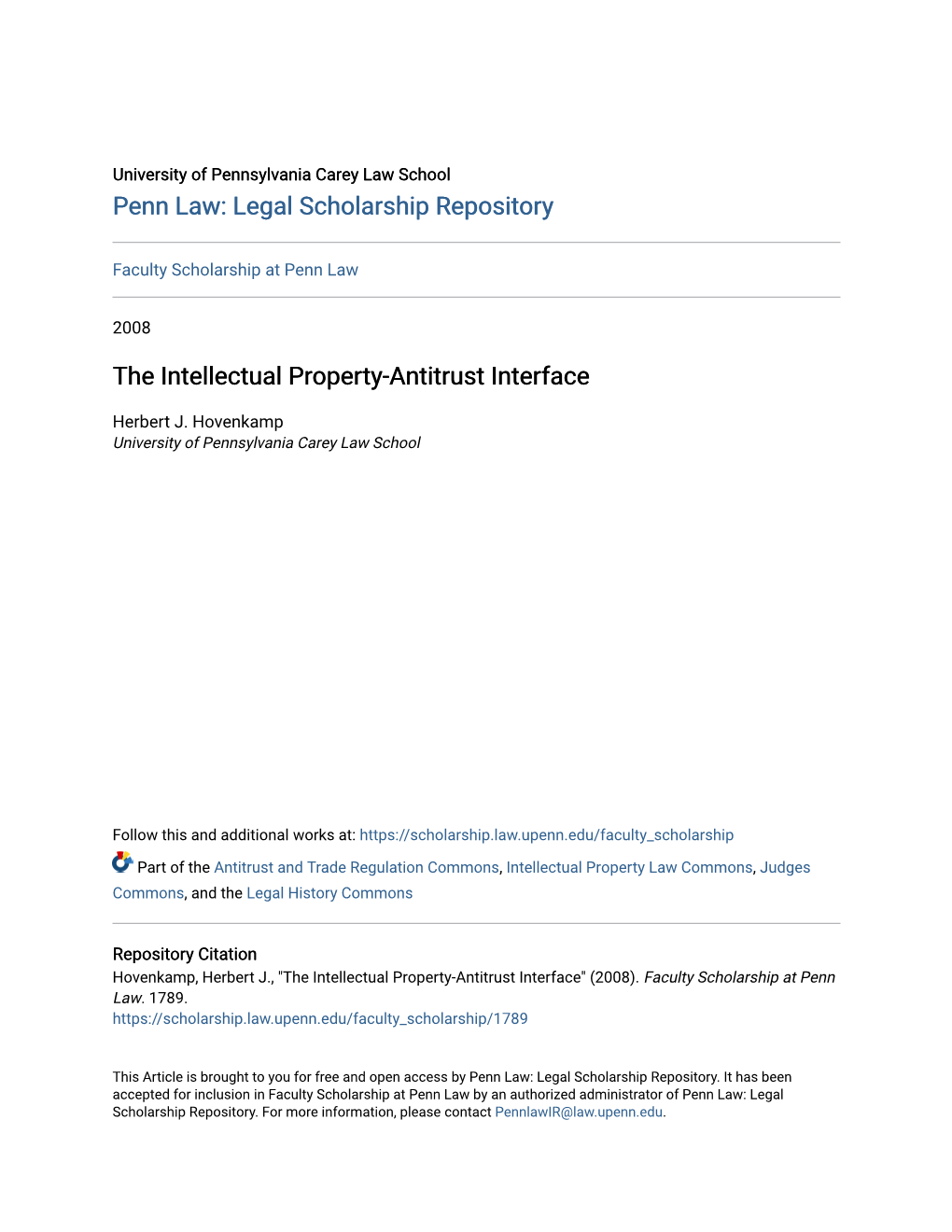 The Intellectual Property-Antitrust Interface