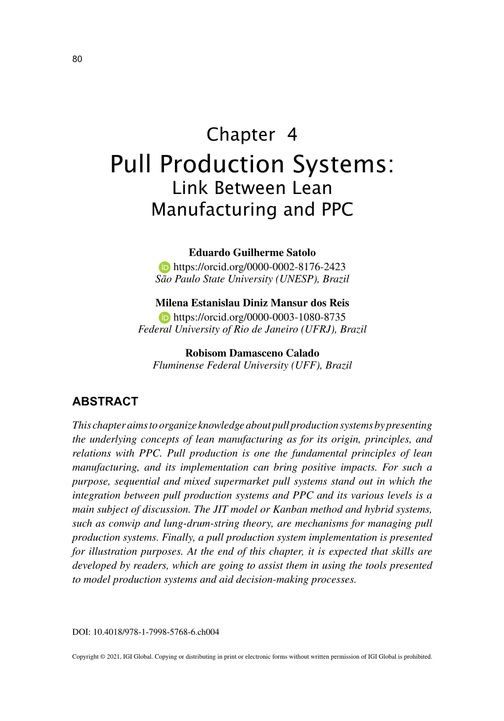 Pull Production Systems: Link Between Lean Manufacturing and PPC