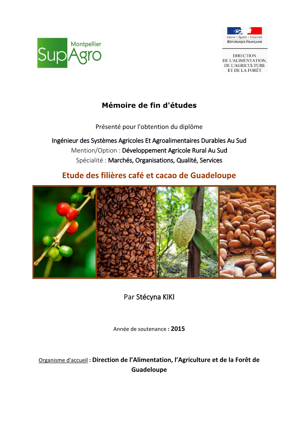 Etude Des Filières Café Et Cacao De Guadeloupe