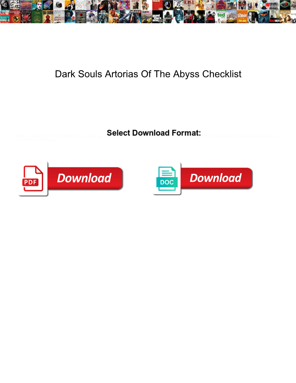 Dark Souls Artorias of the Abyss Checklist