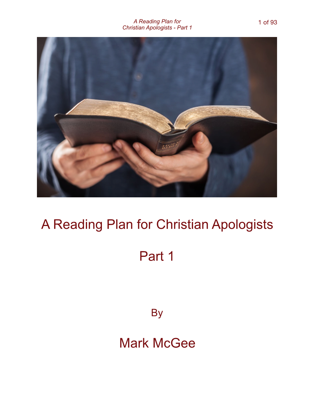 A Reading Plan for Christian Apologists Part 1