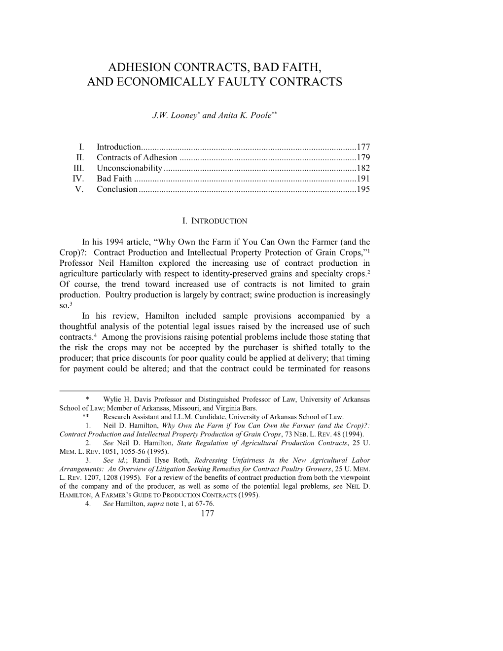 Adhesion Contracts, Bad Faith, and Economically Faulty Contracts