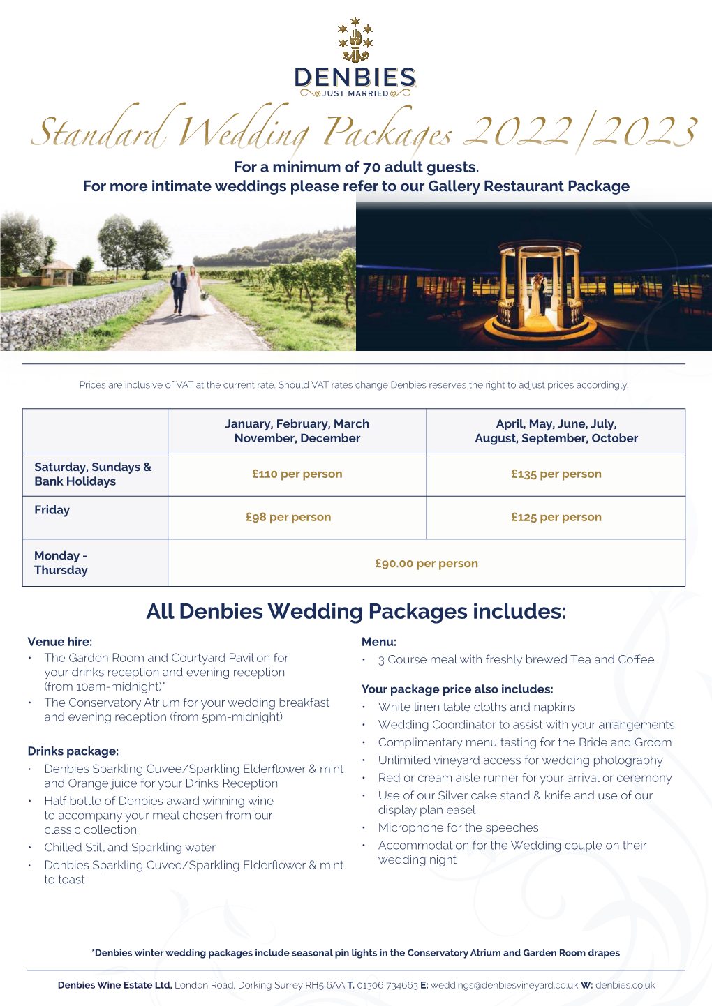 Standard Wedding Packages 2022/2023