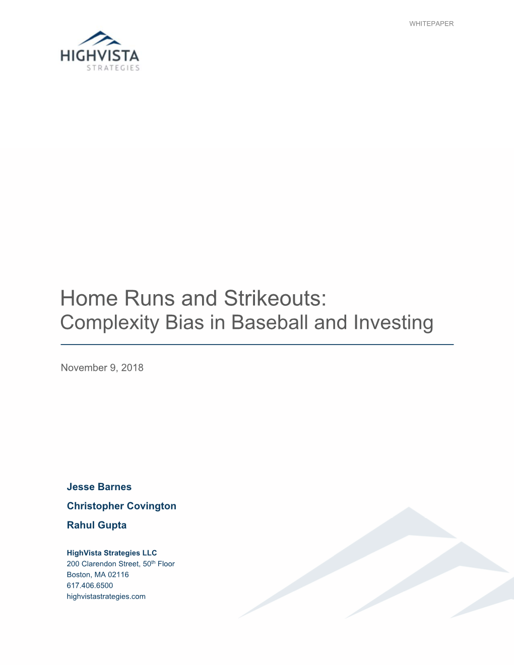 Home Runs and Strikeouts: Complexity Bias in Baseball and Investing