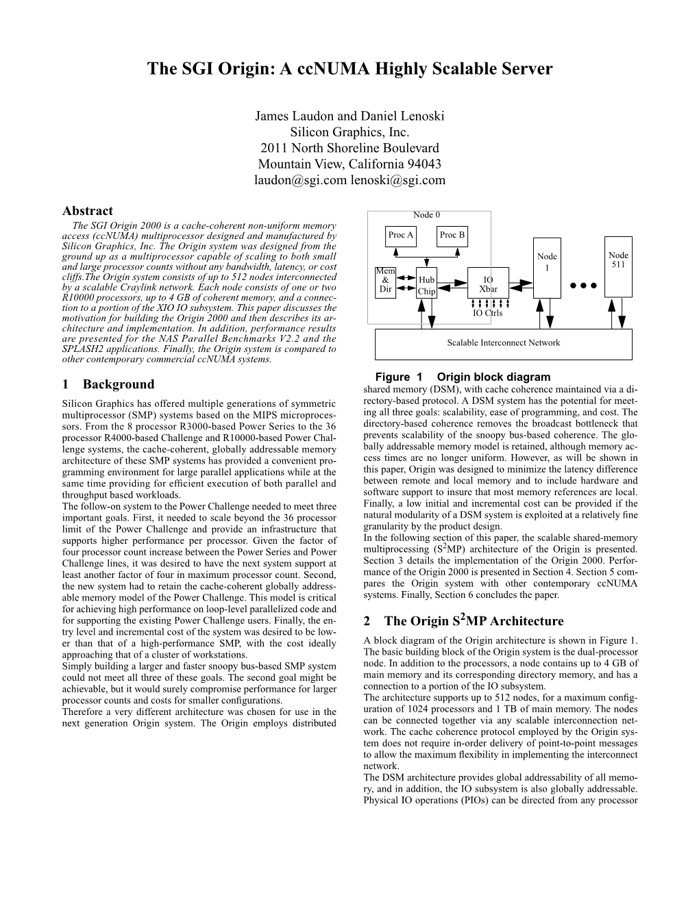 The SGI Origin: a Ccnuma Highly Scalable Server