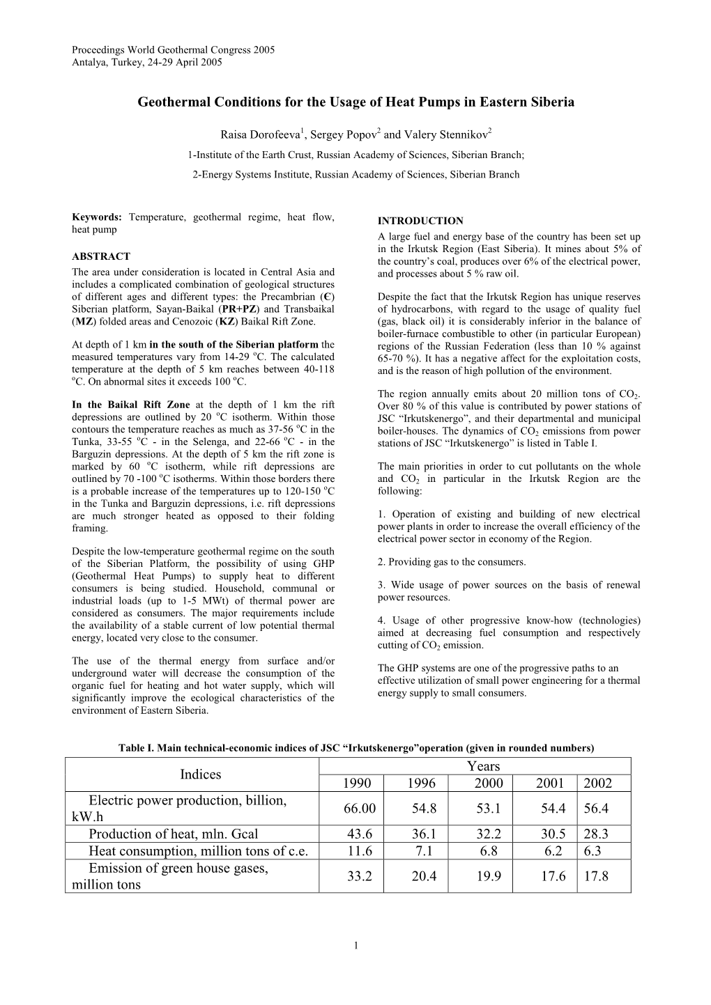 Geothermal Conditions for the Usage of Heat Pumps in Eastern Siberia