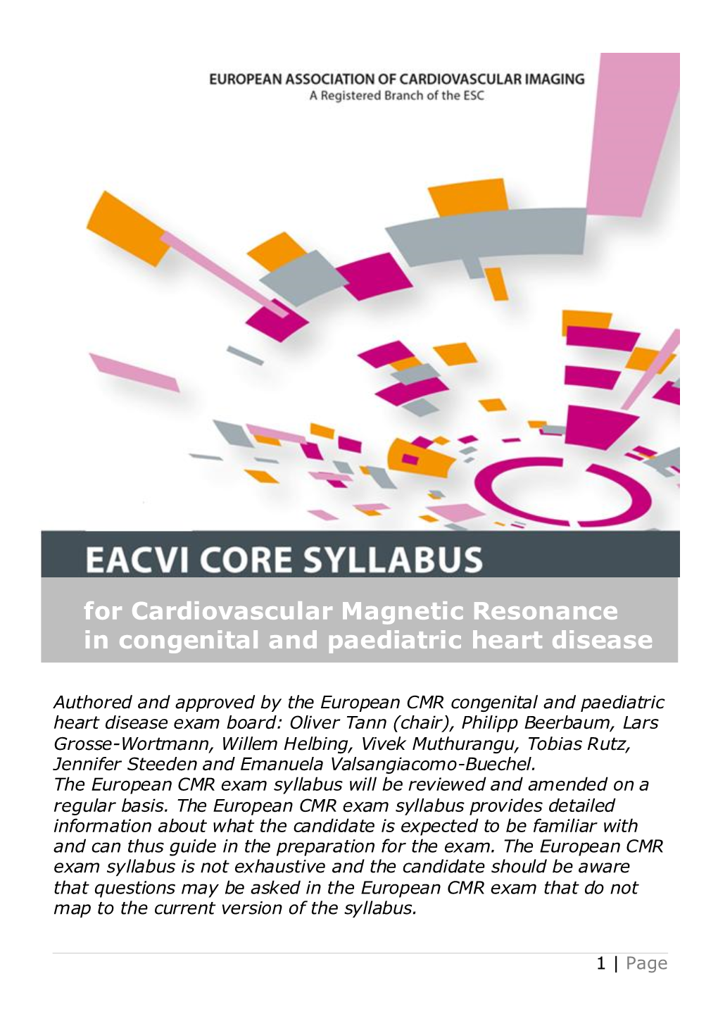 CMR Core Syllabus in Congenital and Paediatric Heart Disease