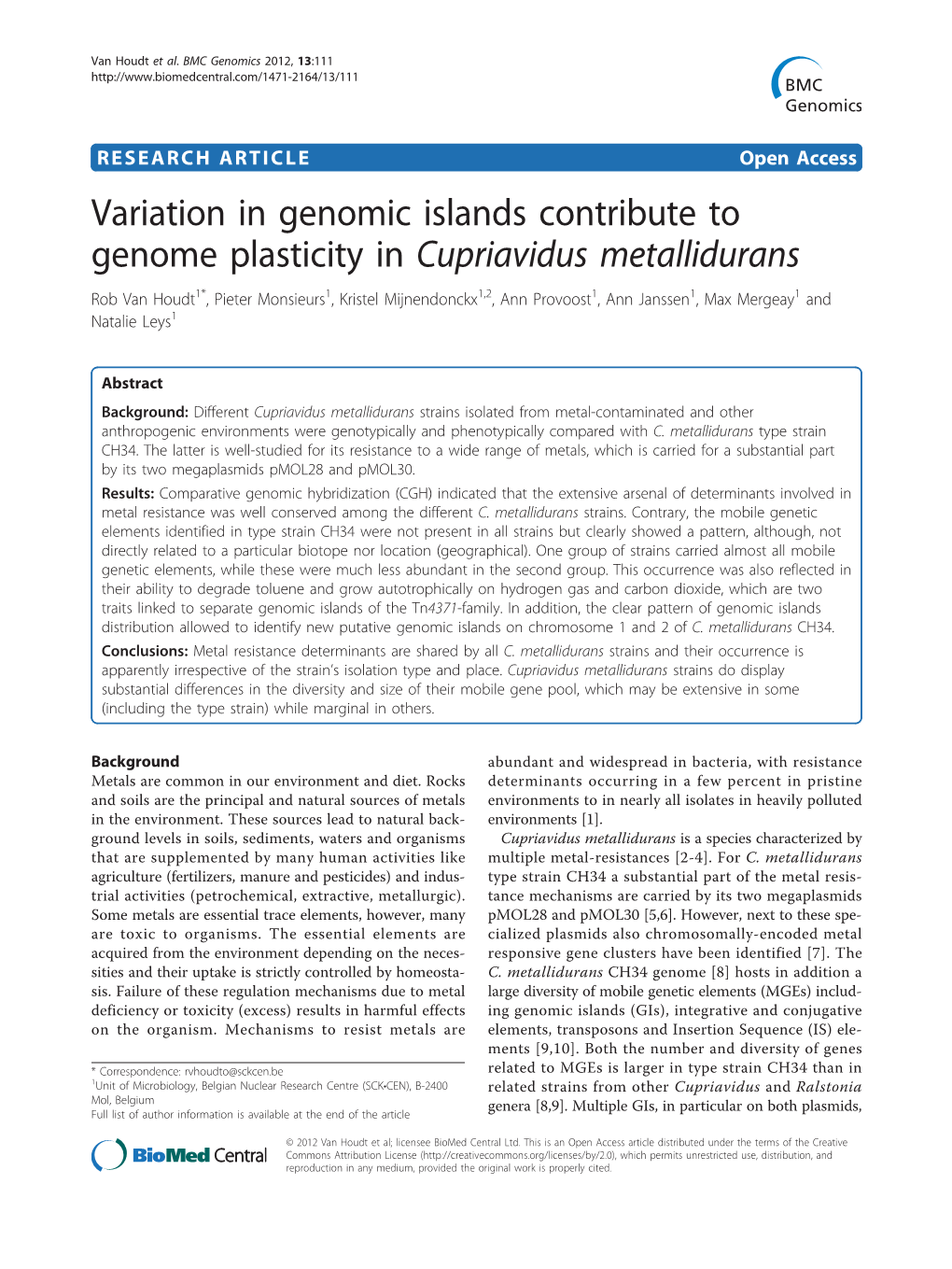 Variation in Genomic Islands Contribute to Genome Plasticity In