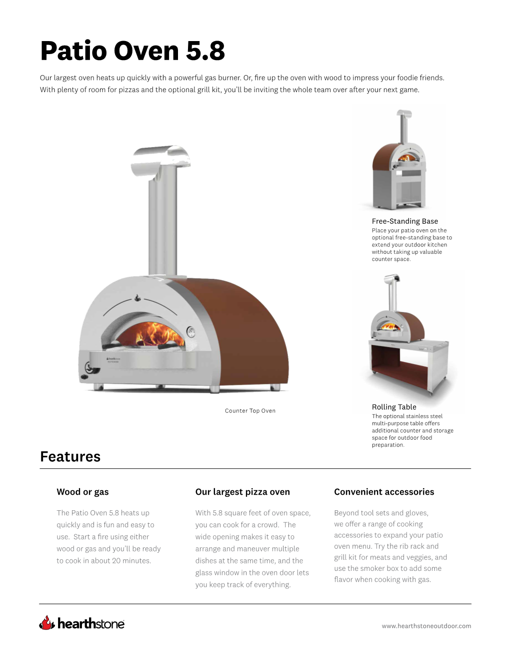 Patio Oven 5.8 Spec Sheet