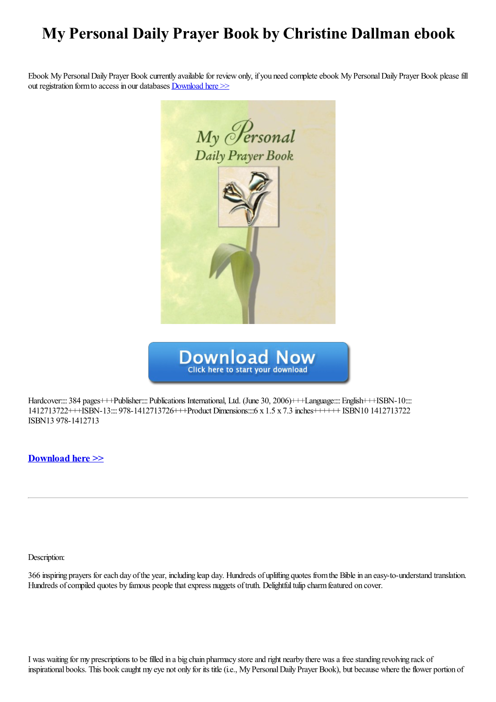 Download My Personal Daily Prayer Book by Christine Dallman