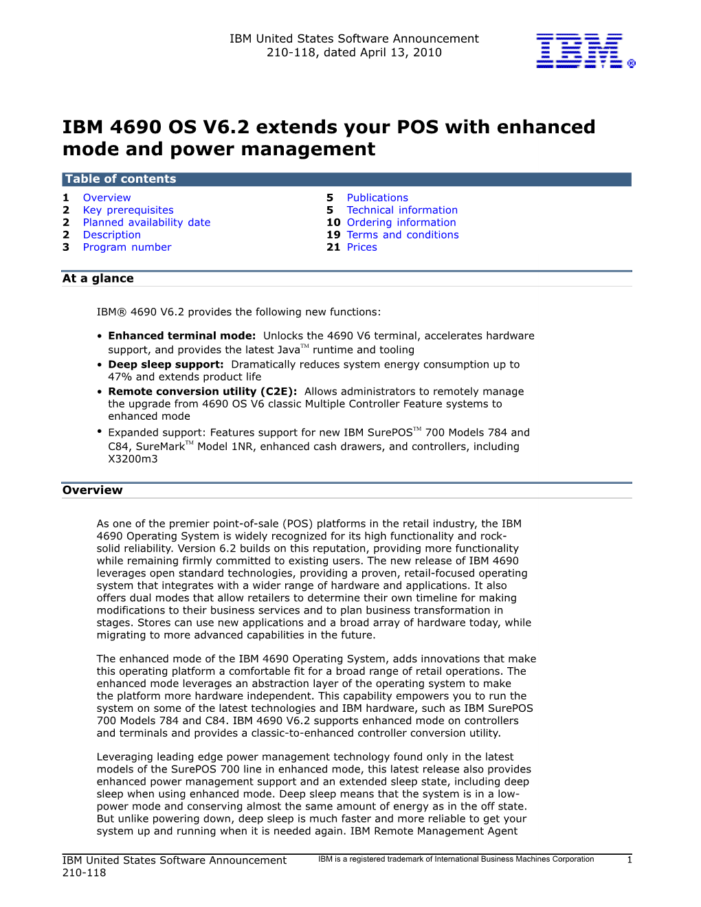 IBM 4690 OS V6.2 Extends Your POS with Enhanced Mode and Power Management