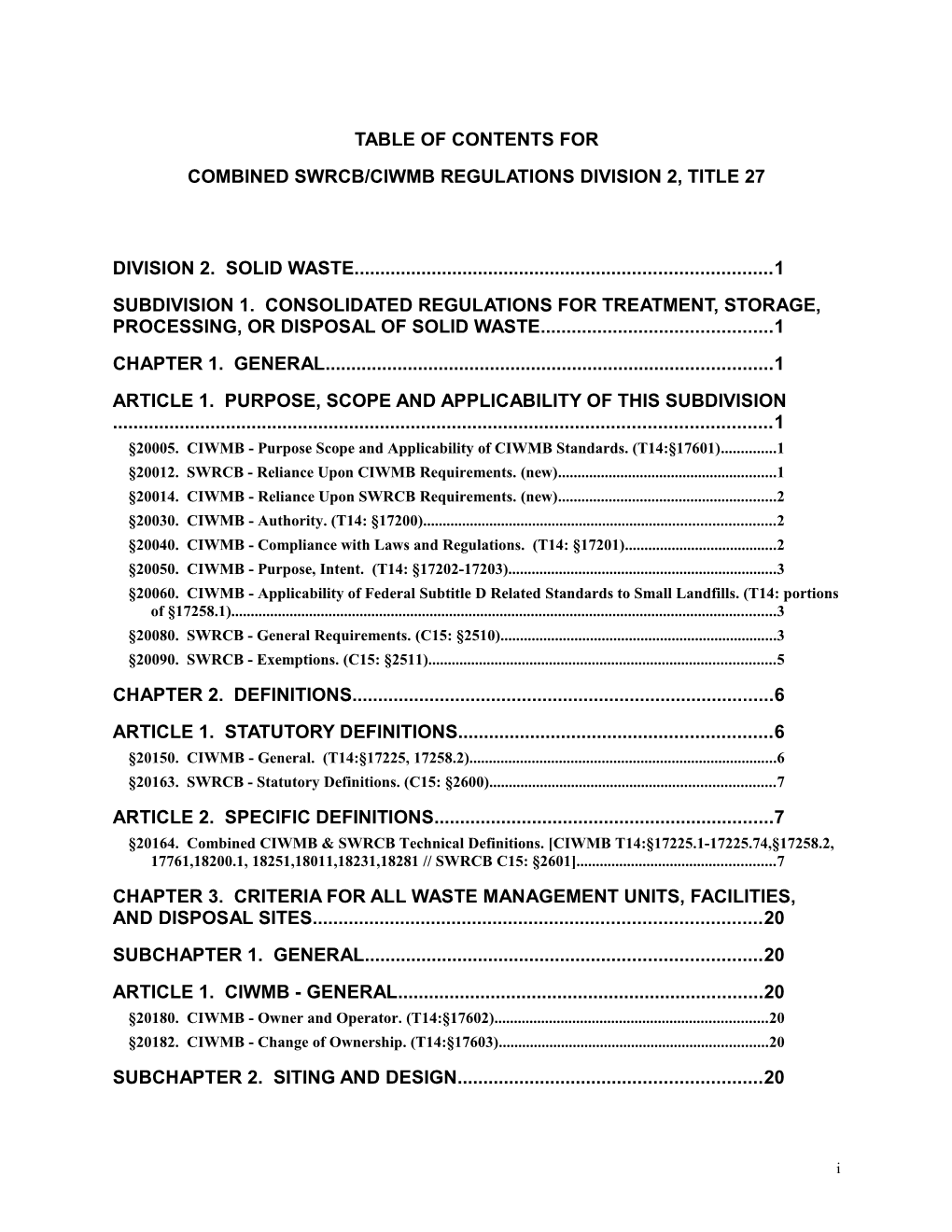 AB-1220 / Title 27 Main Regulations for Solid Waste Disposal