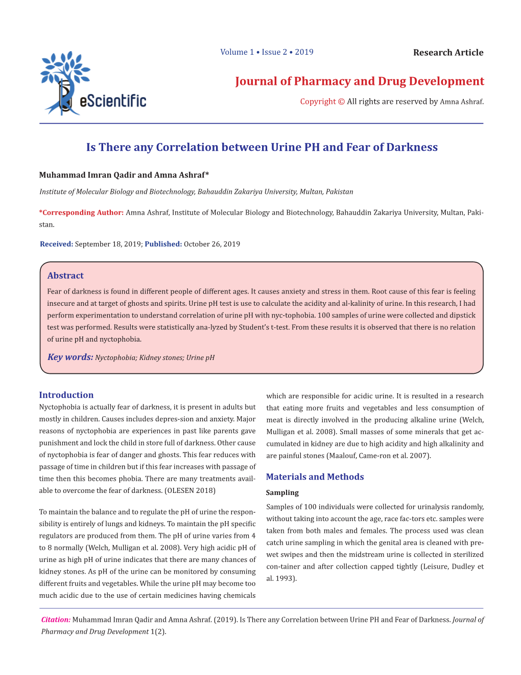 Journal of Pharmacy and Drug Development