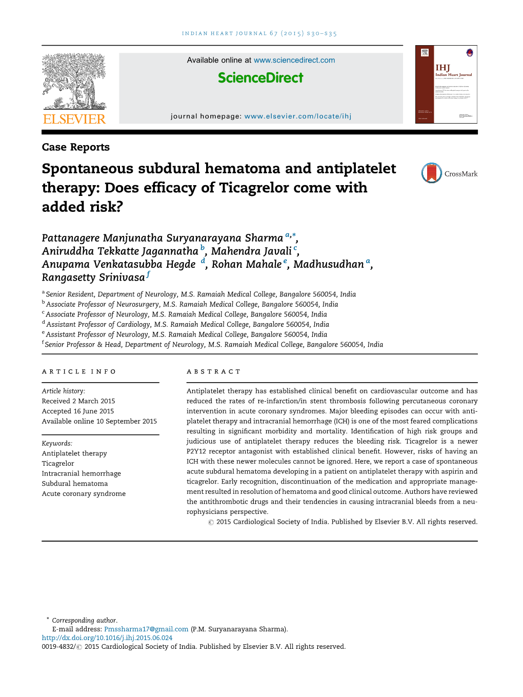 Spontaneous Subdural Hematoma and Antiplatelet Therapy