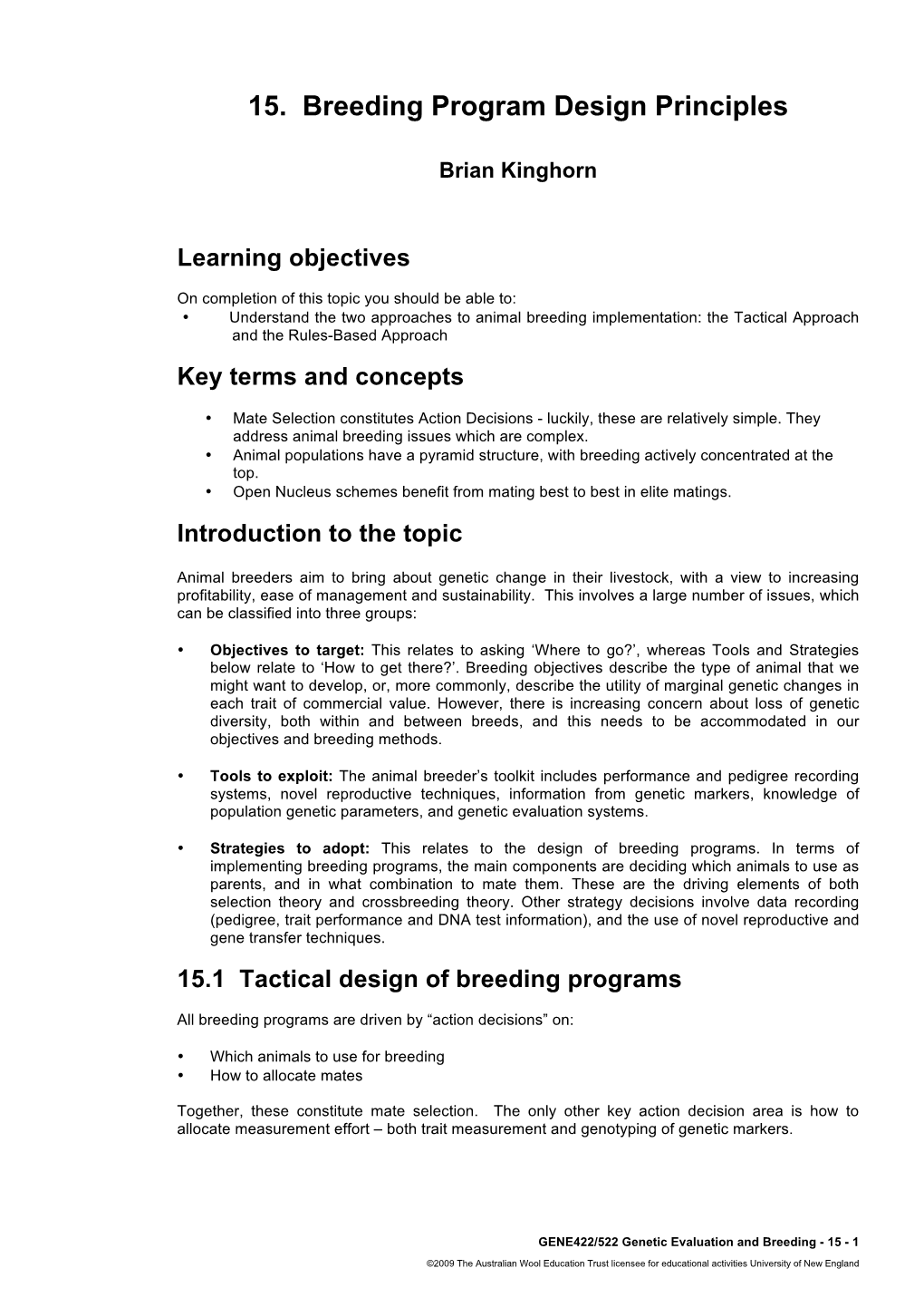 15. Breeding Program Design Principles