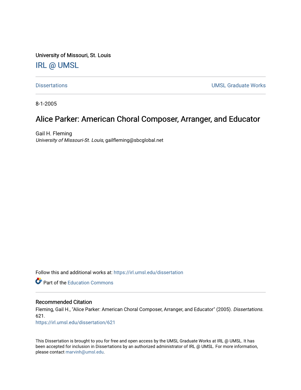 Alice Parker: American Choral Composer, Arranger, and Educator