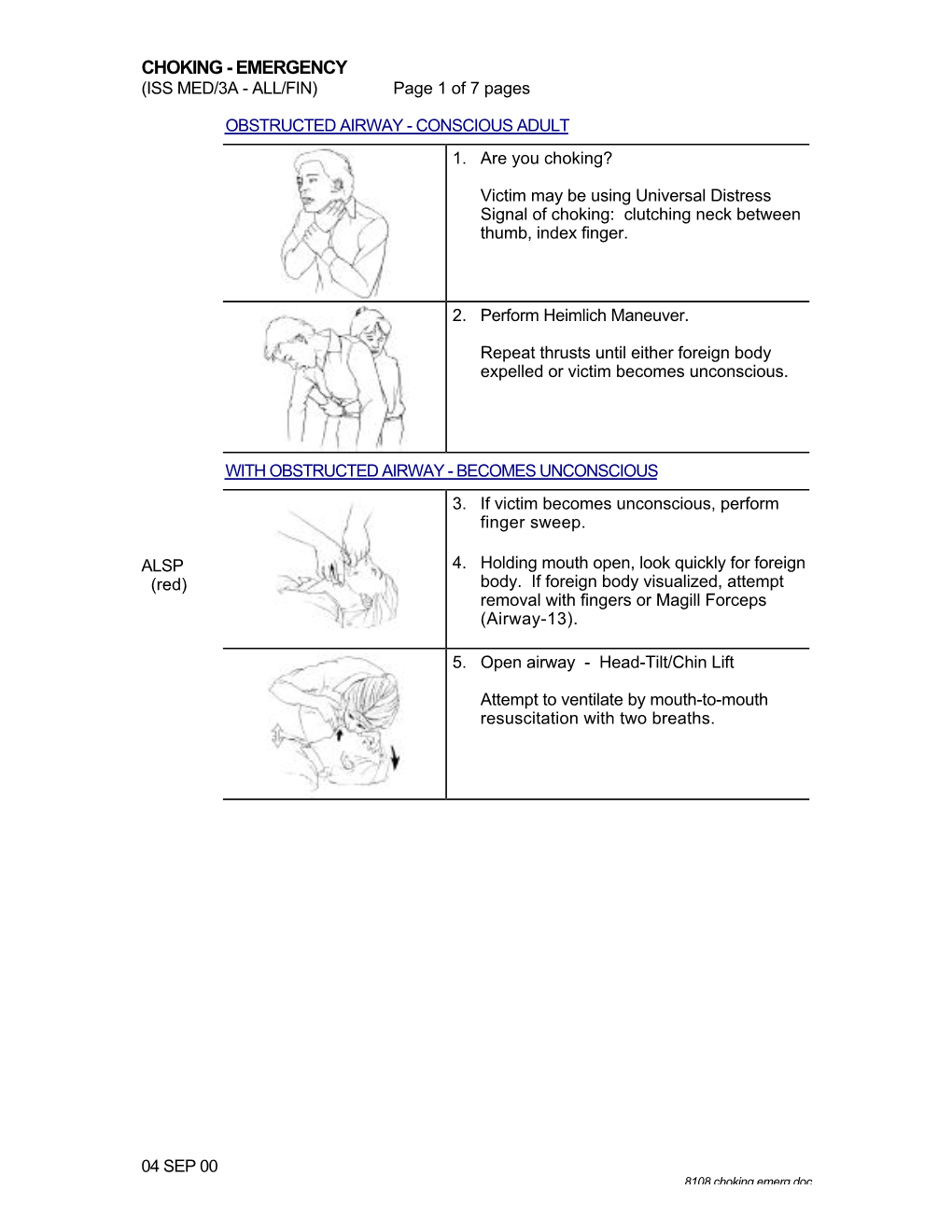 CHOKING - EMERGENCY (ISS MED/3A - ALL/FIN) Page 1 of 7 Pages