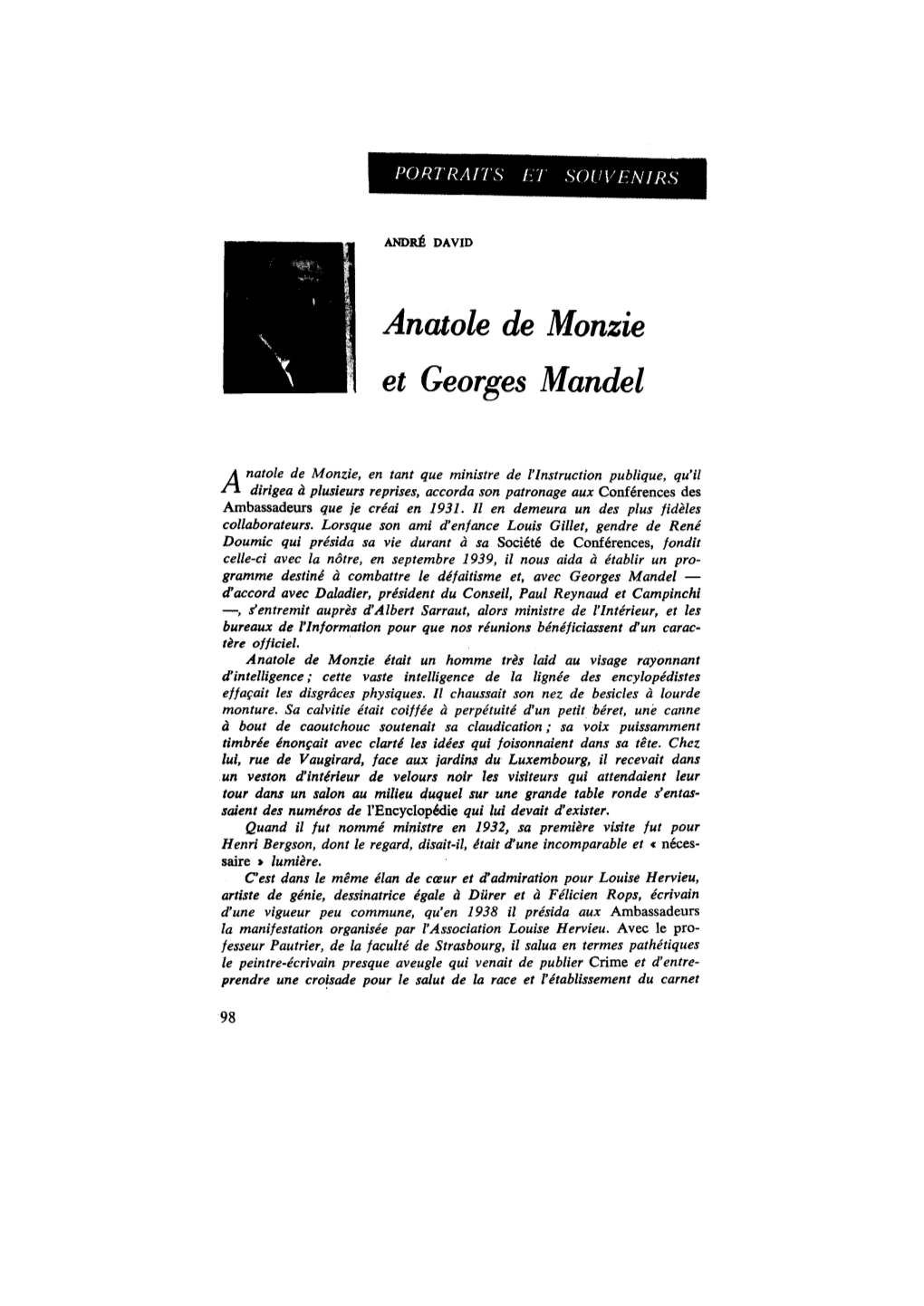 Anatole De Monzie Et Georges Mandel